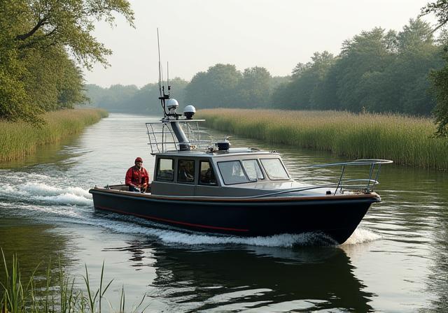 Das Bootsmodell Flussjäger 550 in einem Flussdelta
