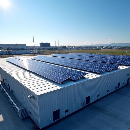 Solarpaneele auf dem Dach der Bergström AquaCraft Manufaktur